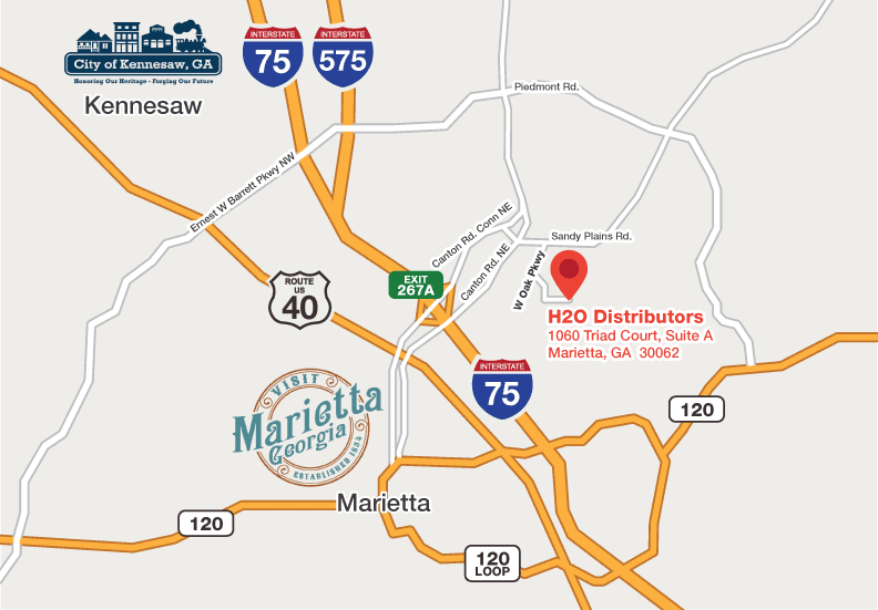 Map of area around H2O Distributors