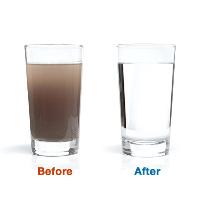 well water treatment signficantly reduces cloudy water due to debris