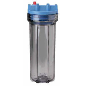 Pentek 158007, Slim Line 10" Clear Filter Housing with 3/8" Ports and Pressure Release (Accepts 10" x 2.5" Cartridges)