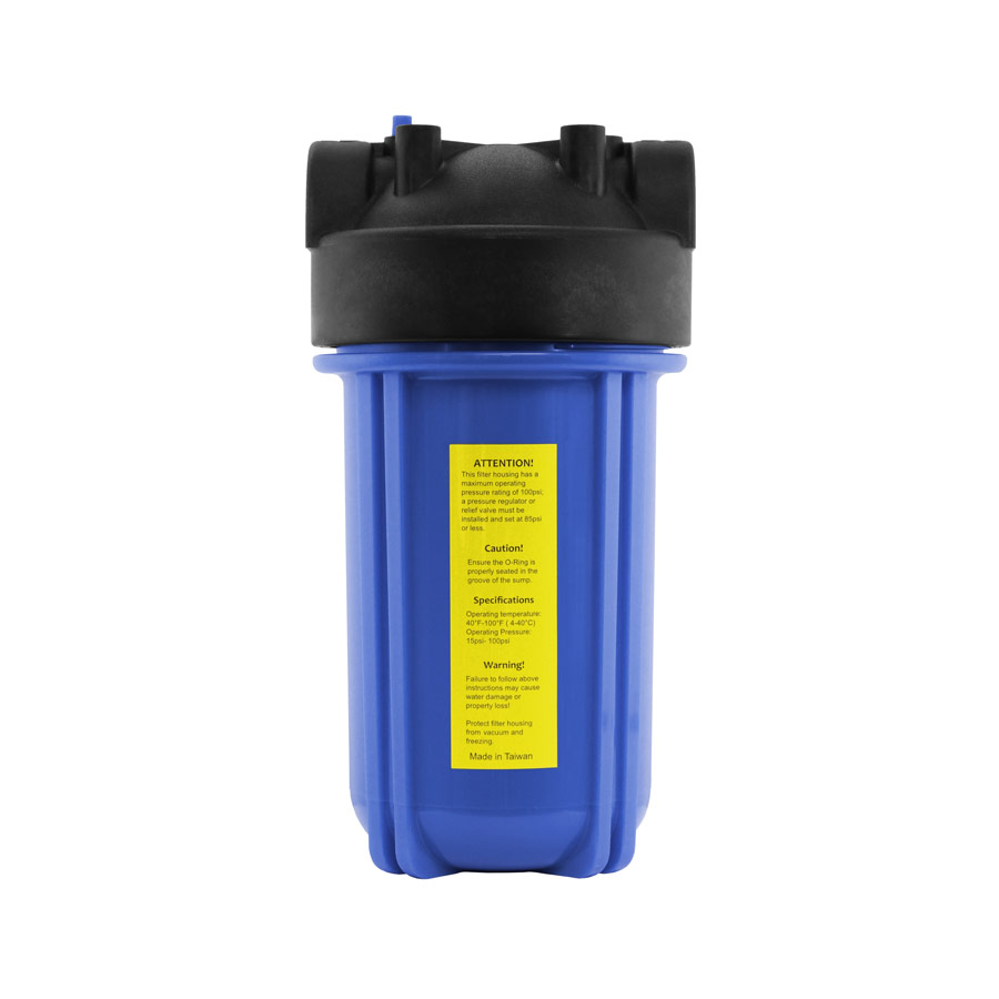10" Blue Water Filter Housing w/ 1" Ports & Pressure Release (Accepts 10" x 4.5" Cartridges) by Global Solutions