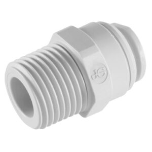 John Guest 1/4" x 1/8" NPTF Male Connector (White Polypropylene)