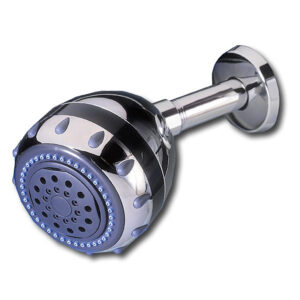 H2O International Chrome Finish Shower Head Filter w/ Chlorine Removal & 5 Spray Massaging Modes