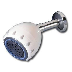 H2O International White Finish Shower Head Filter w/ Chlorine Removal & 5 Spray Massaging Modes